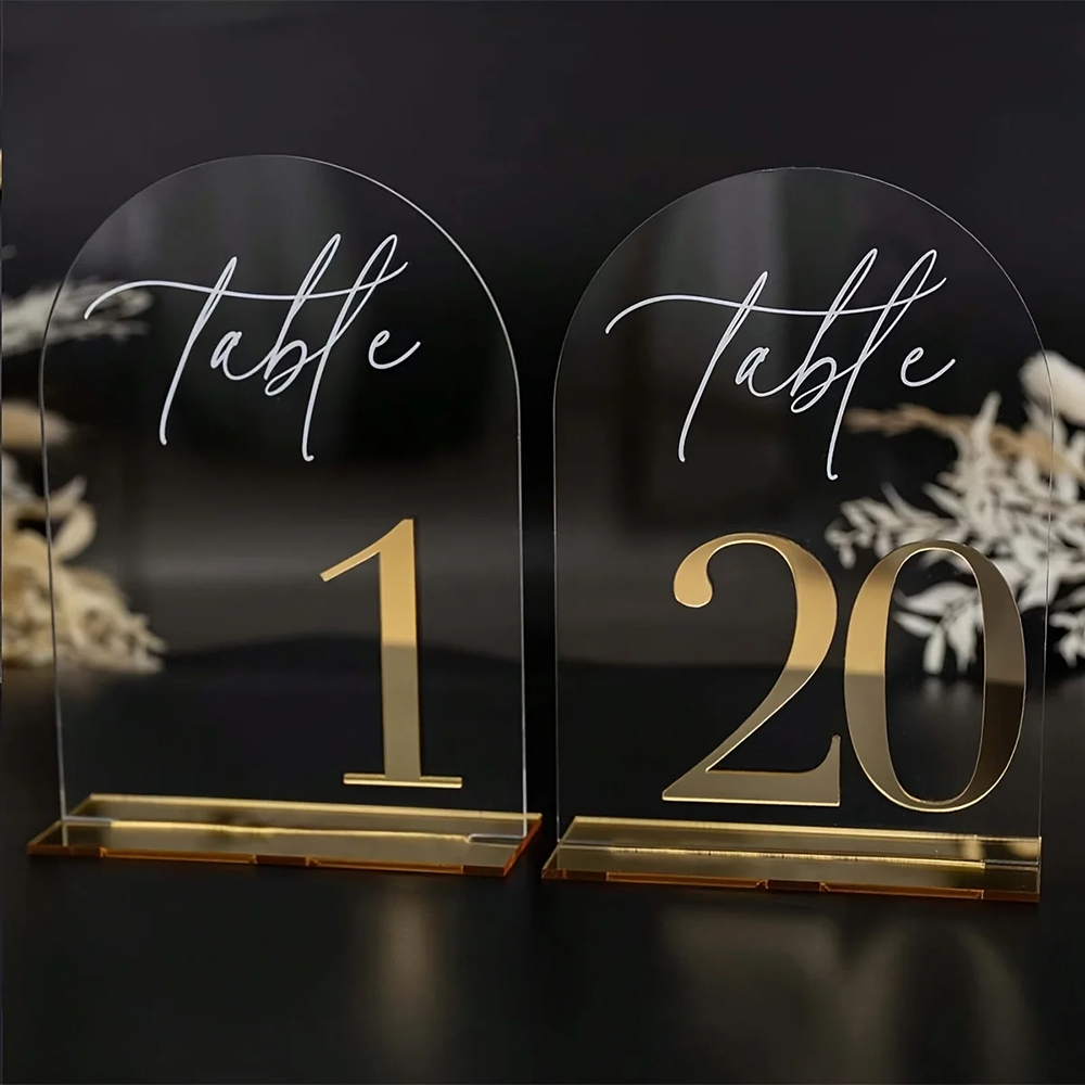 Table Number Gold - Custom 1 and 10pcs clear Acrylic
