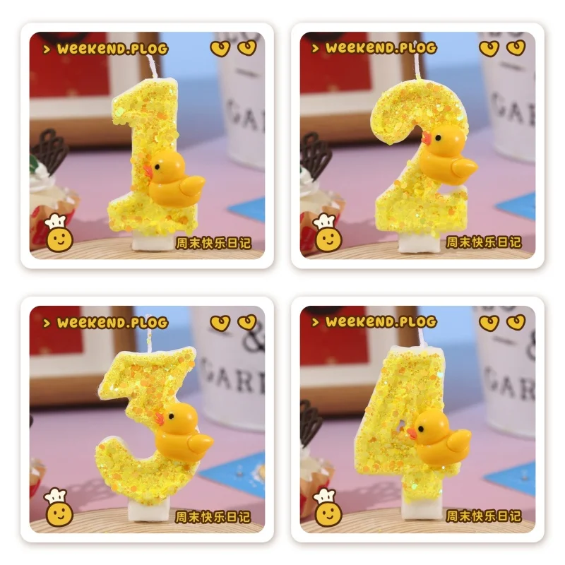 Wedding Cake Supply - 3D Mini Yellow Ducks Theme Candles