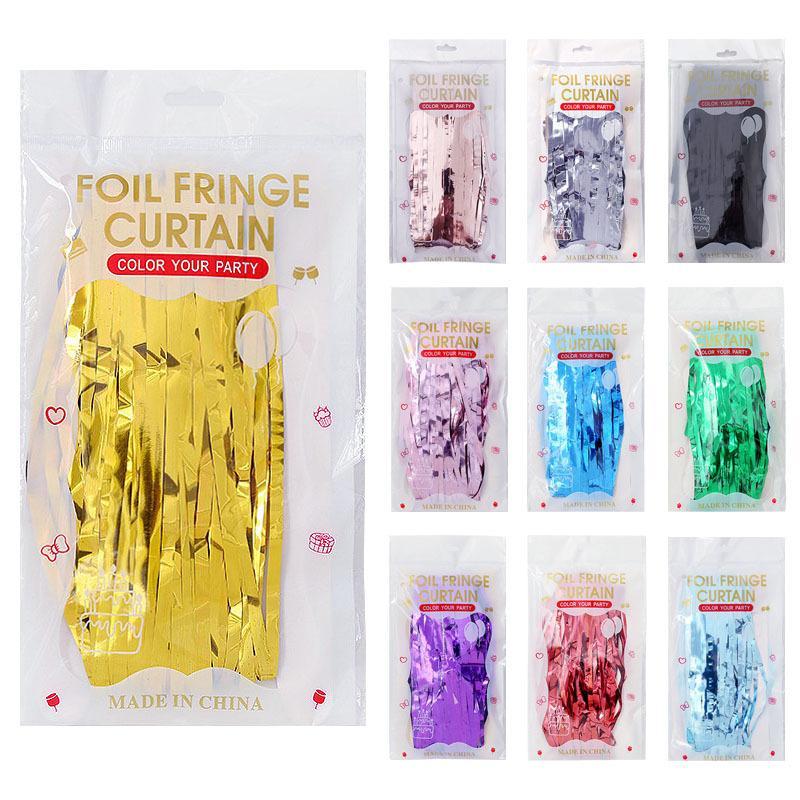 Wedding Backdrop Curtain - Metallic Tinsel Foil Fringe Curtains Multi
