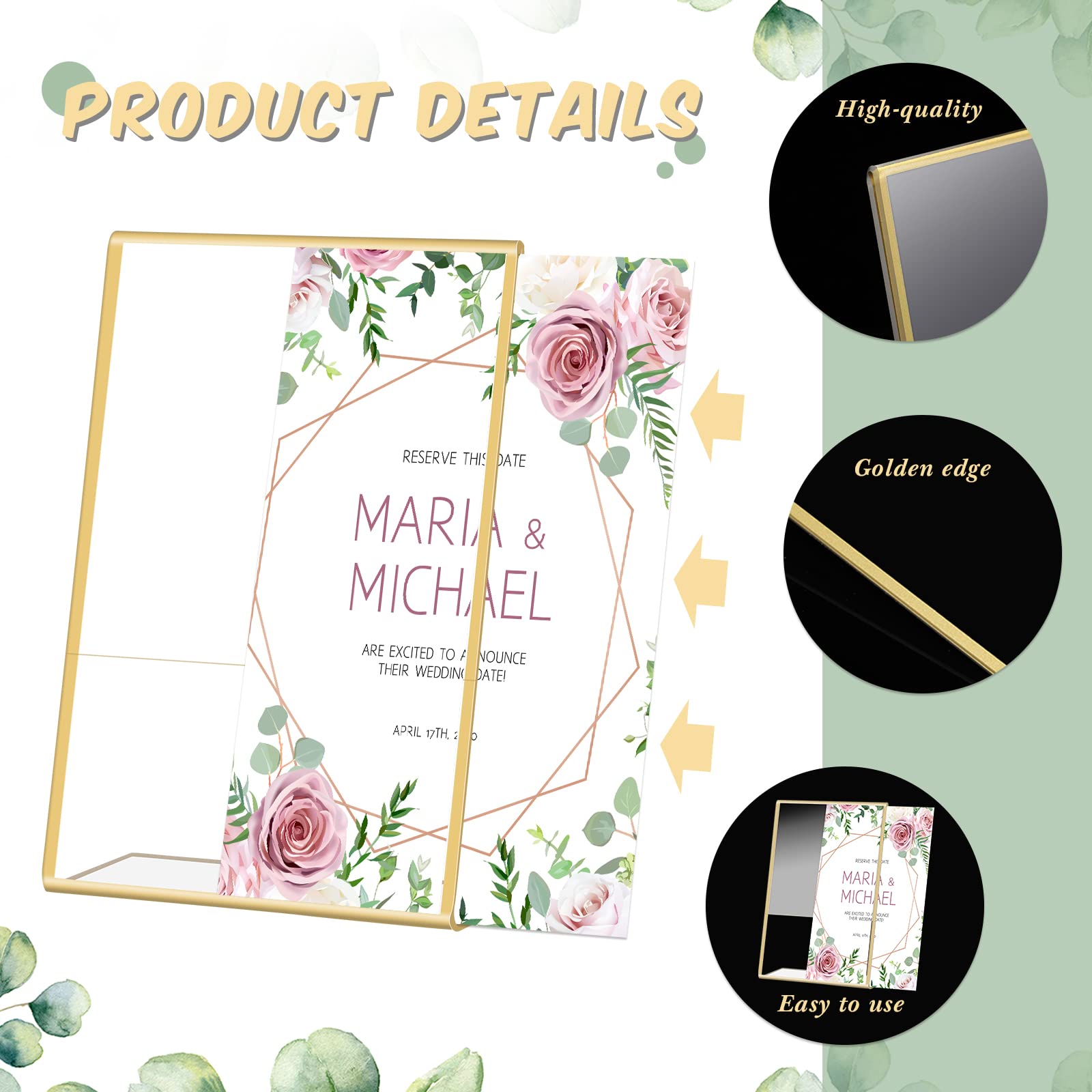 Gold Frame Acrylic Sign Holder - огляд і ціна Table Number Gold