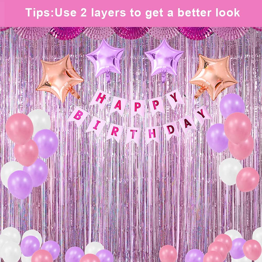 tinsel blue Pink Foil Curtain  - огляд і ціна Wedding Backdrop Curtain