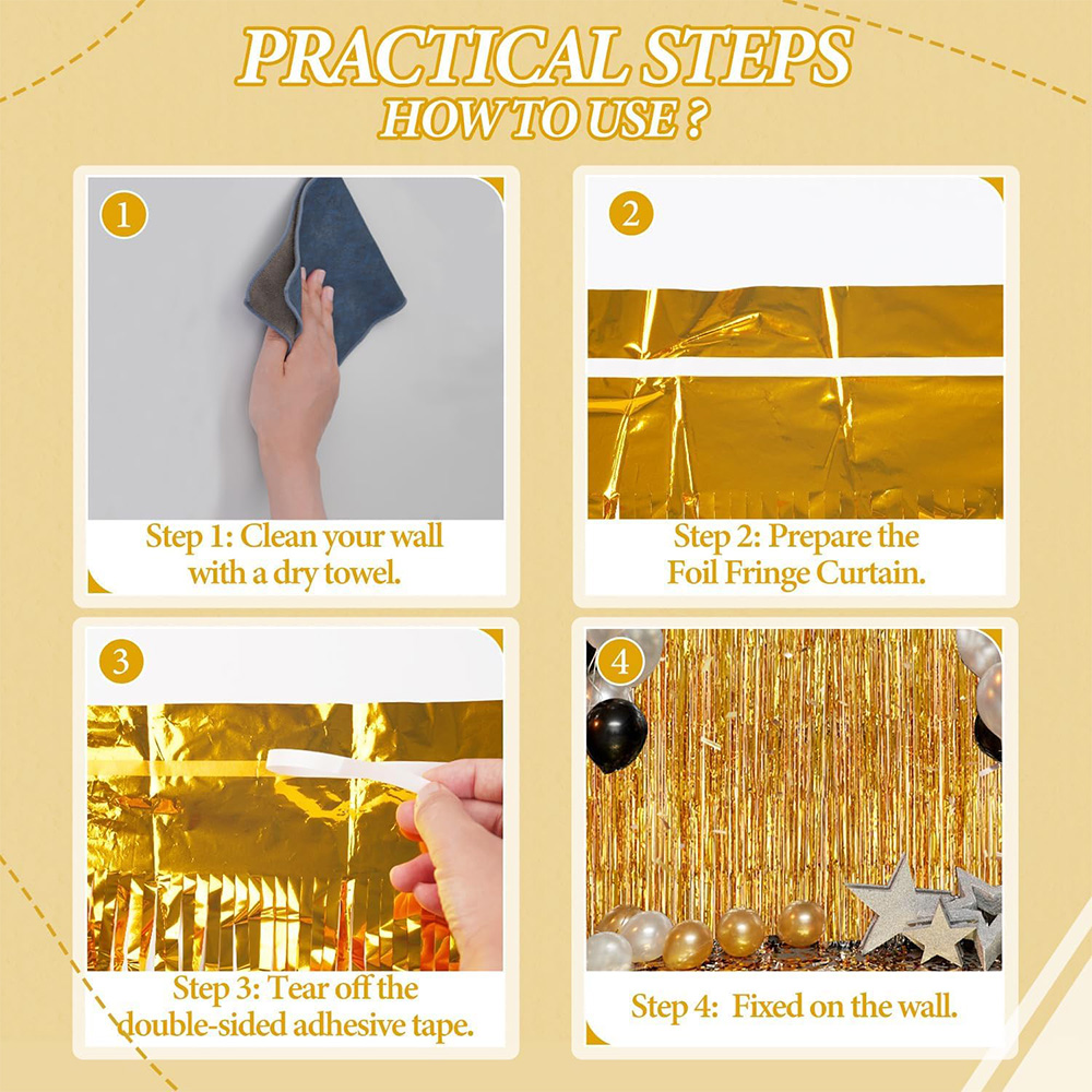 2Pack Gold Metallic Foil Tinse - огляд і ціна Wedding Backdrop Curtain