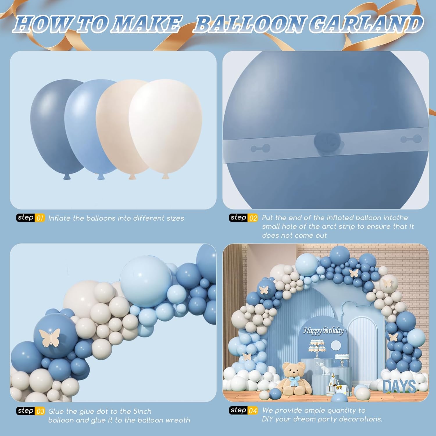 Dusty Blue Sand White Latex Ba - огляд і ціна Wedding Balloon Arch
