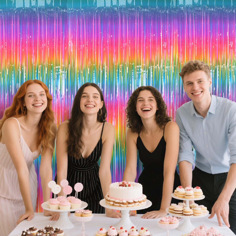 Rainbow Foil Fringe Curtain Ma - огляд і ціна Wedding Backdrop Curtain