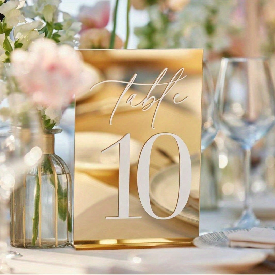 Gold Acrylic Mirror Number Tab - огляд і ціна Table Number Gold