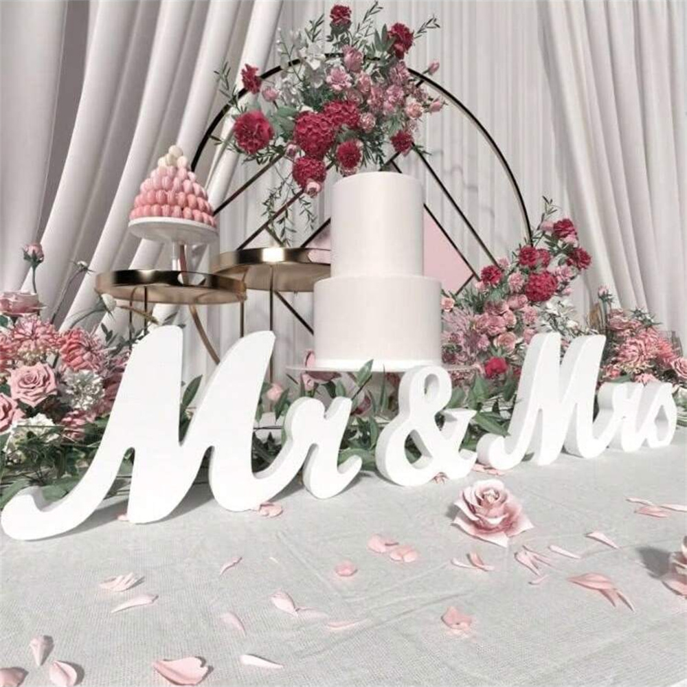 3pcs/set Wooden Mr & Mrs Sign  - огляд і ціна Table Number Gold