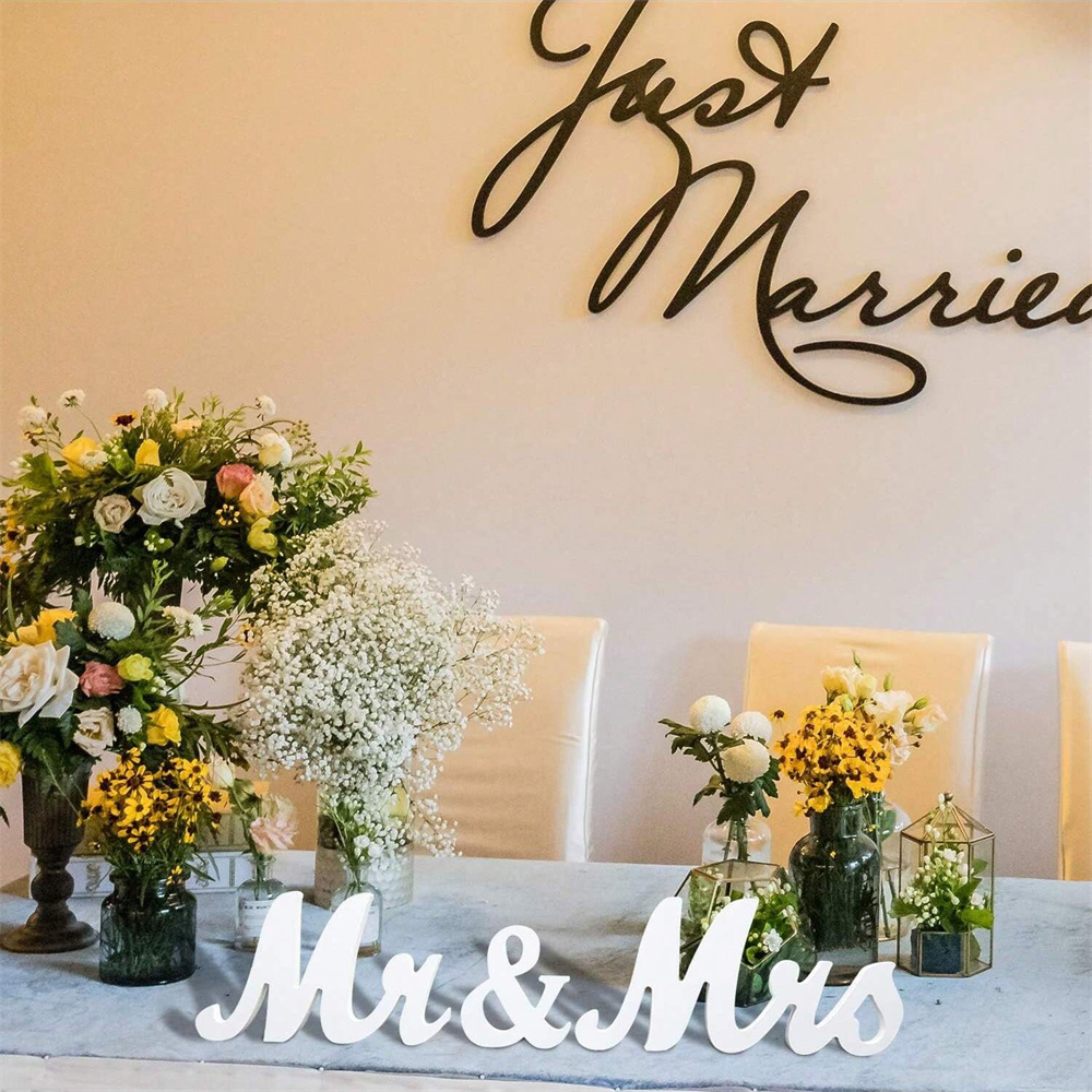 3pcs/set Wooden Mr & Mrs Sign  - огляд і ціна Table Number Gold