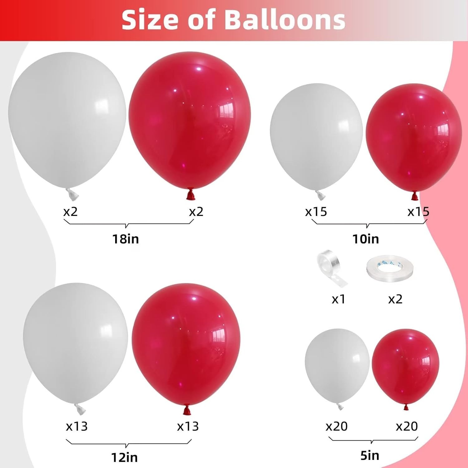 100Pcs Red and White Balloon G - огляд і ціна Wedding Balloon Arch
