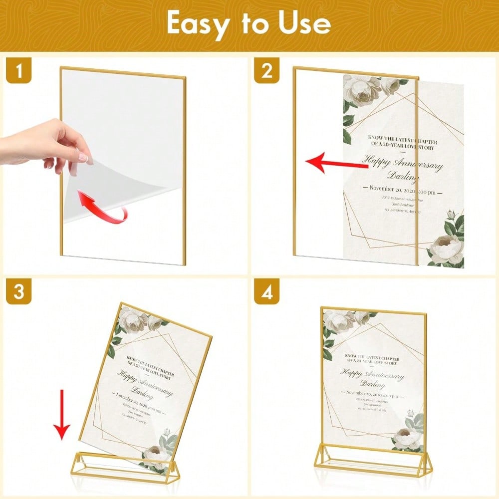 Pack of 6 6x8 Gold Picture Fra - огляд і ціна Table Number Gold
